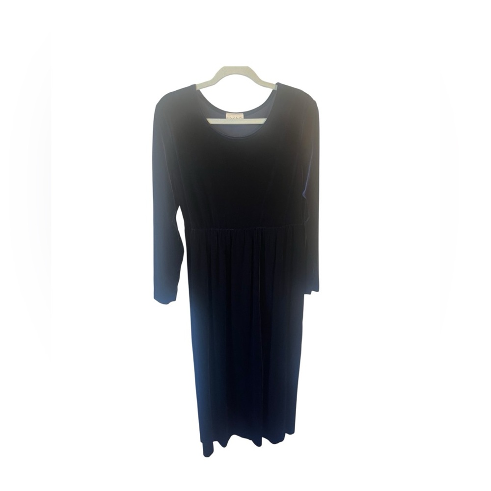 vintage expo navy velour long sleeve maxi dress